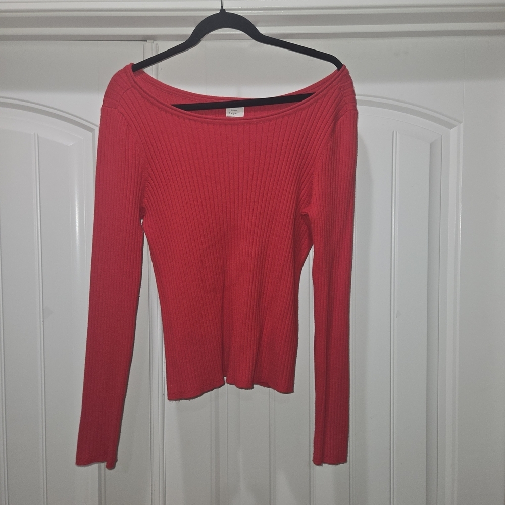 A New Day Vibrant Red Ribbed Top Size XXL